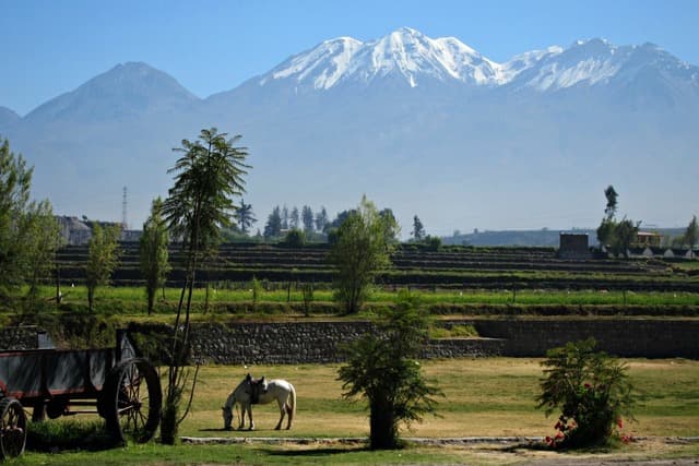 High-altitude mountain terrain in the Colca Canyon region, Arequipa